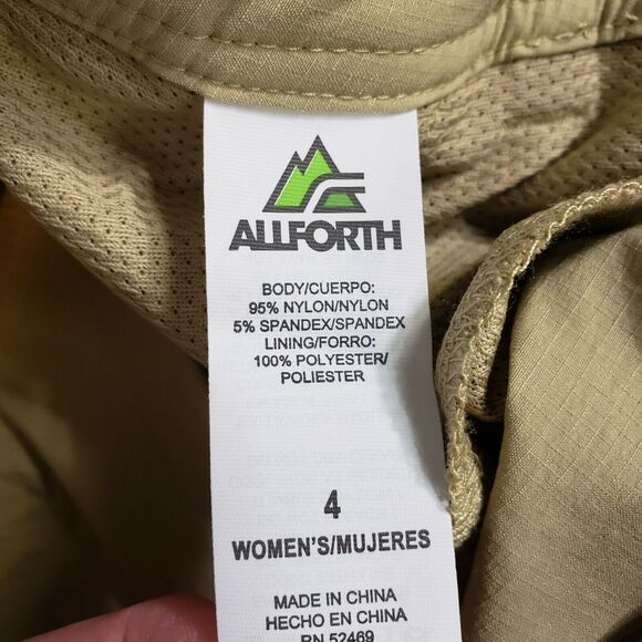 Allforth Womens Pants Size 4 Convertible Khaki Nesting 7" Zip Off Relaxed Fit - Picture 7 of 10